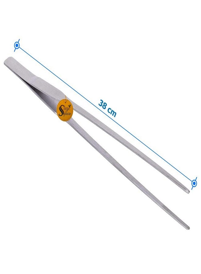 سايج سكوير ملقط حوض السمك المربع المستقيم من سيج، مصنوع من الفولاذ المقاوم للصدأ، أدوات تنسيق أحواض السمك، ملقط تغذية، مقاوم للصدأ والتآكل، متين، تصميم مانع للانزلاق، مصقول ولامع (38 سم) - Image 3